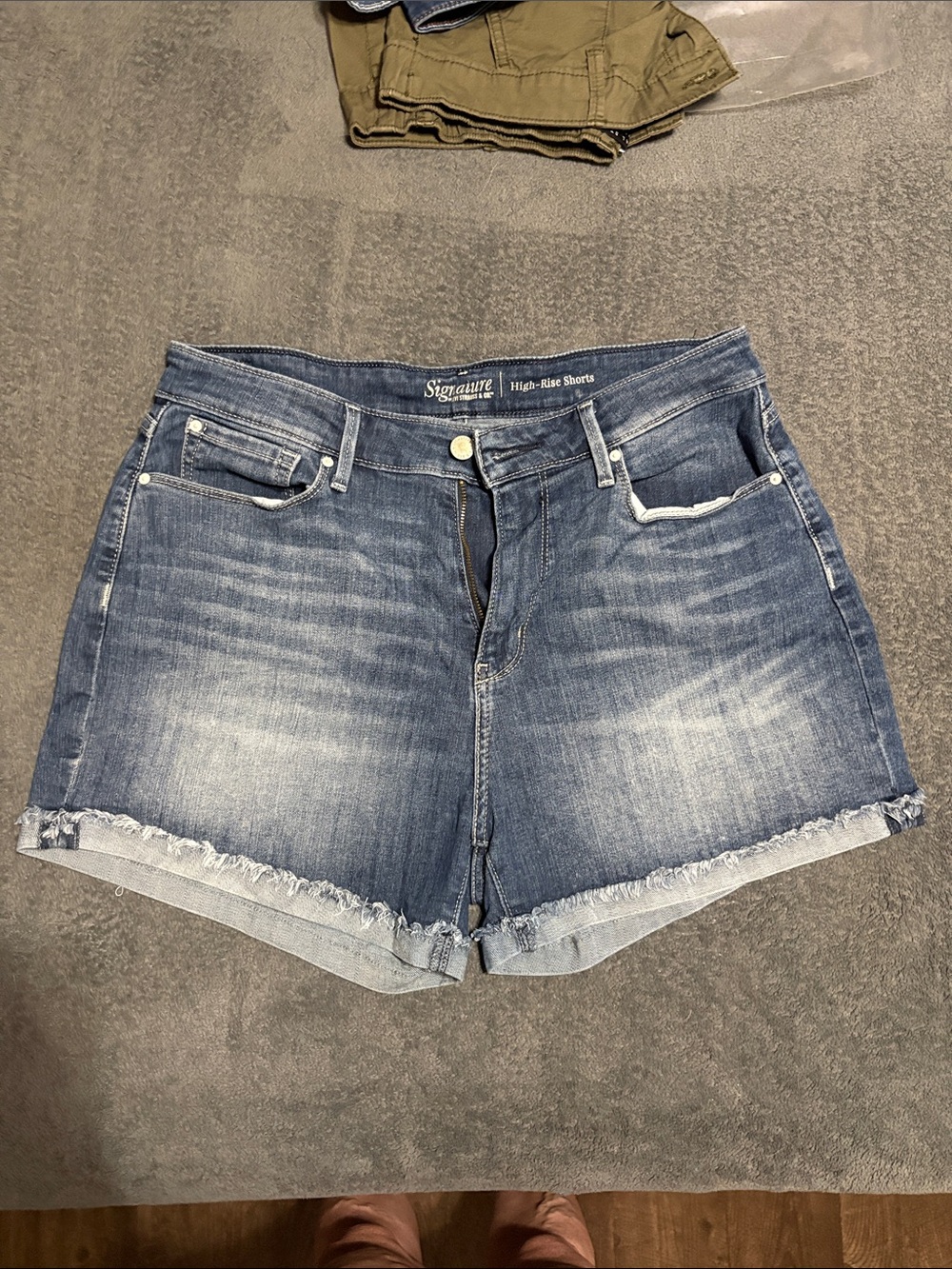 Signature Faded Blue High-Rise Jean Shorts